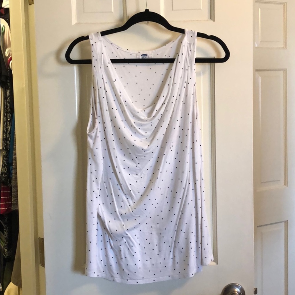 Old Navy XL black and white polka dot cowneck tank